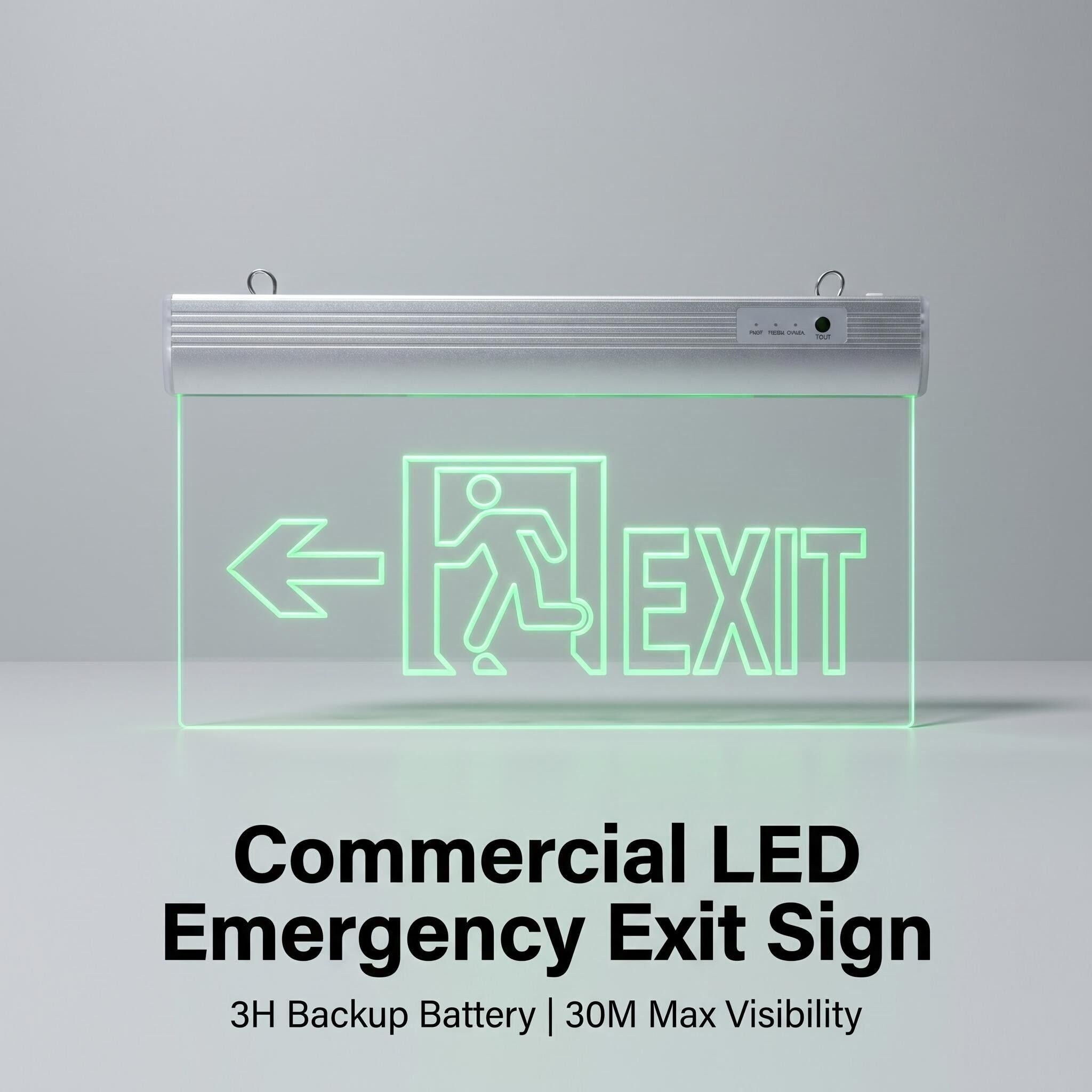 Señal de salida de emergencia LED de aluminio y acrílico | Visibilidad máxima de 30 m | Montaje suspendido EXIT-LED-ES04B