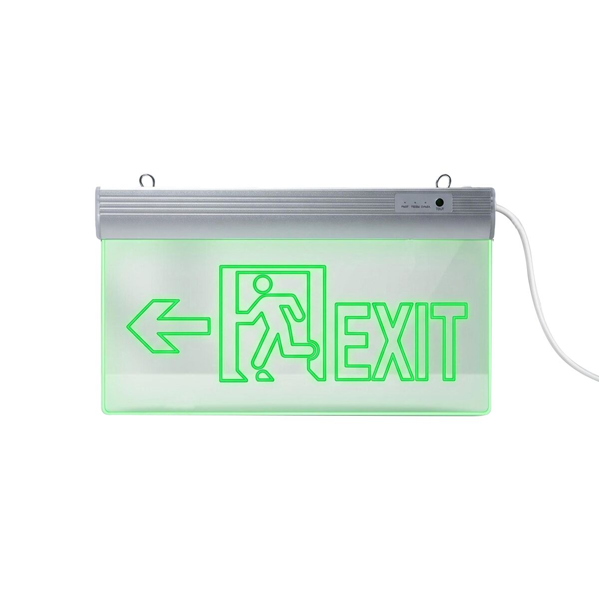 Señal de salida de emergencia LED de aluminio y acrílico | Visibilidad máxima de 30 m | Montaje suspendido EXIT-LED-ES04B