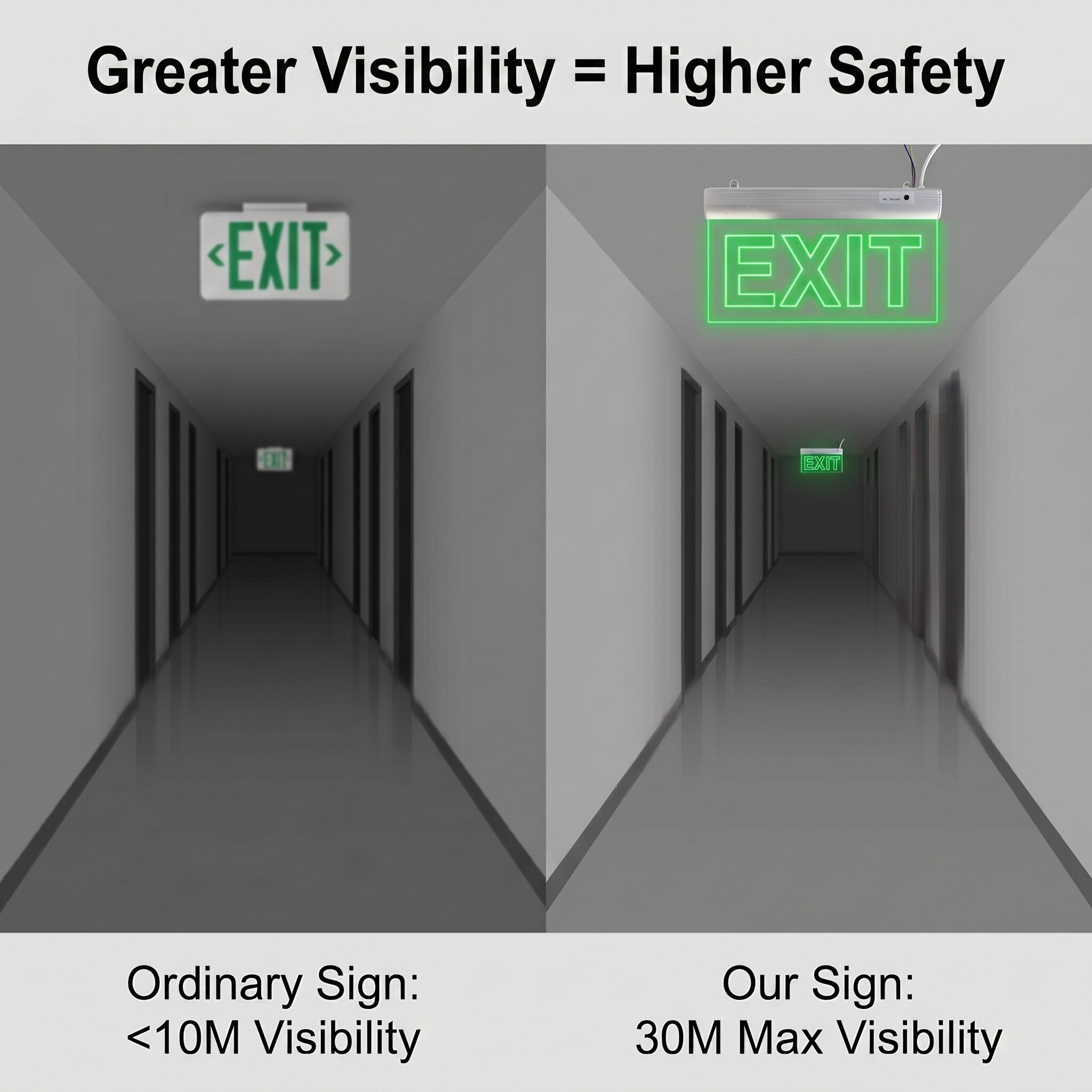 Señal de salida de emergencia LED de aluminio y acrílico | Visibilidad máxima de 30 m | Montaje suspendido EXIT-LED-ES04B