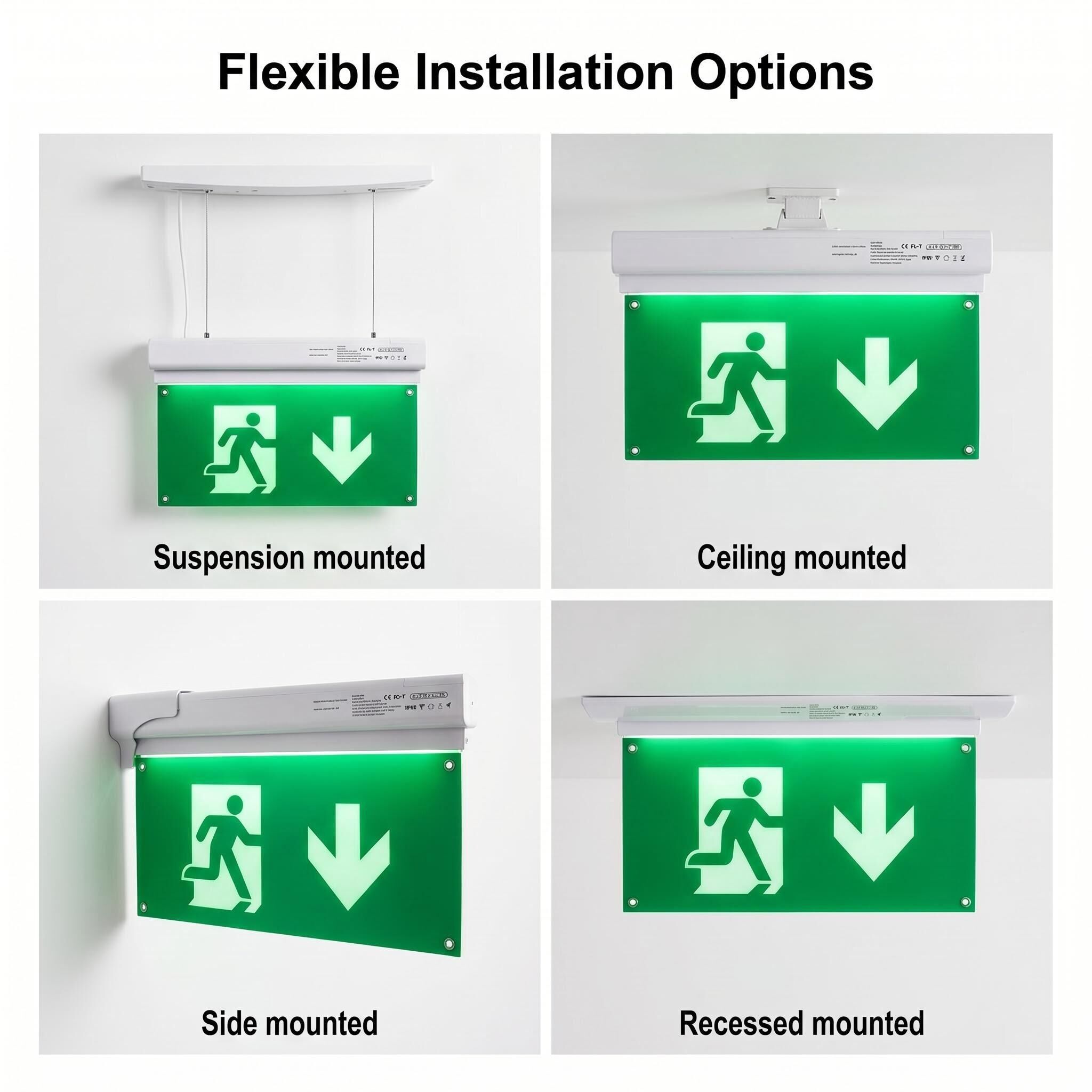 Premium LED Emergency Exit Sign | LiFePO4 Battery | Self-Test Function | 4-Way Universal Mounting EXIT-LED-ES06