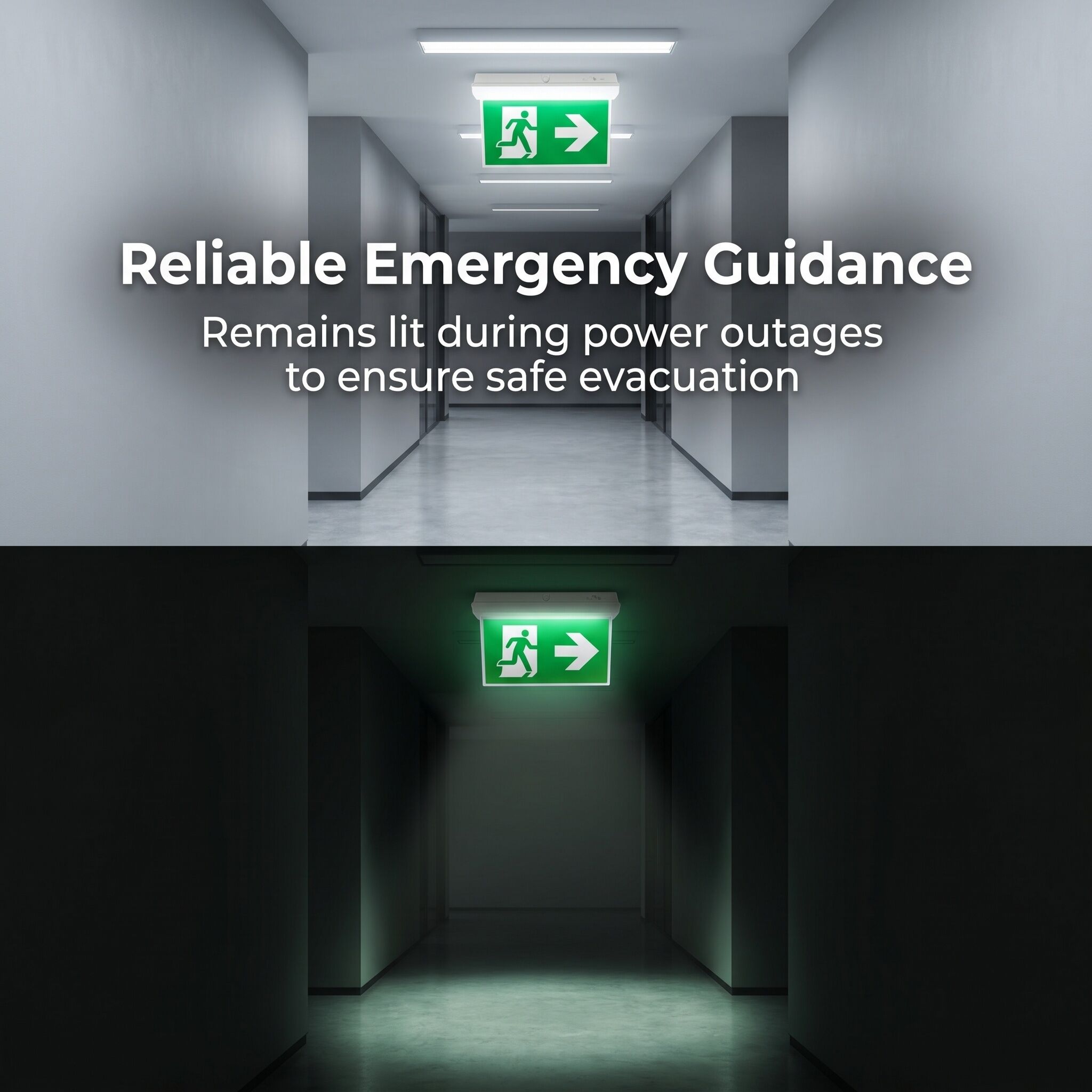 Waterproof Double-Sided LED Exit Sign | 30m Visibility | 3.7V 2000mAh Li-ion Battery Backup EXIT-LED-ES07 IP65