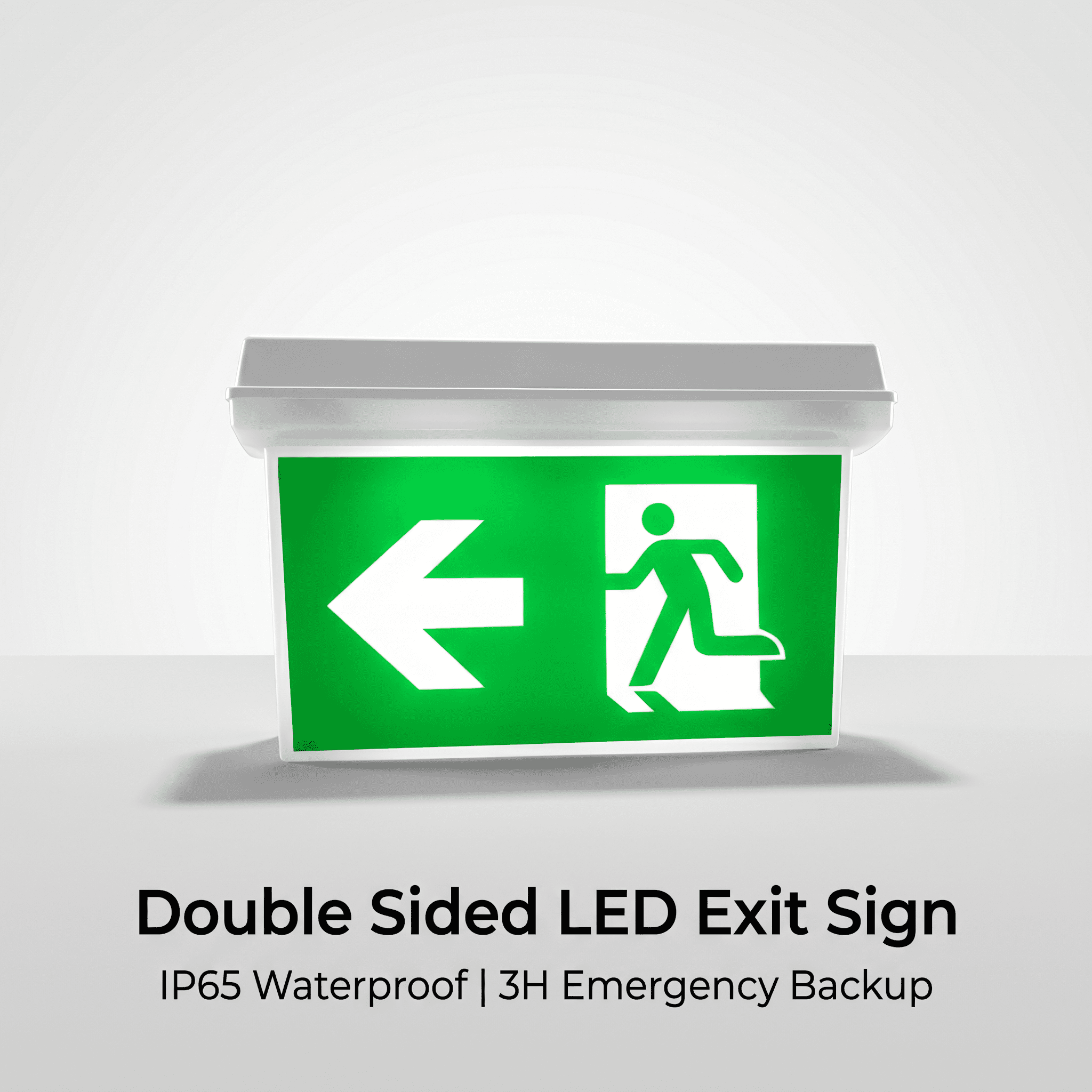 Waterproof Double-Sided LED Exit Sign | 30m Visibility | 3.7V 2000mAh Li-ion Battery Backup EXIT-LED-ES07 IP65
