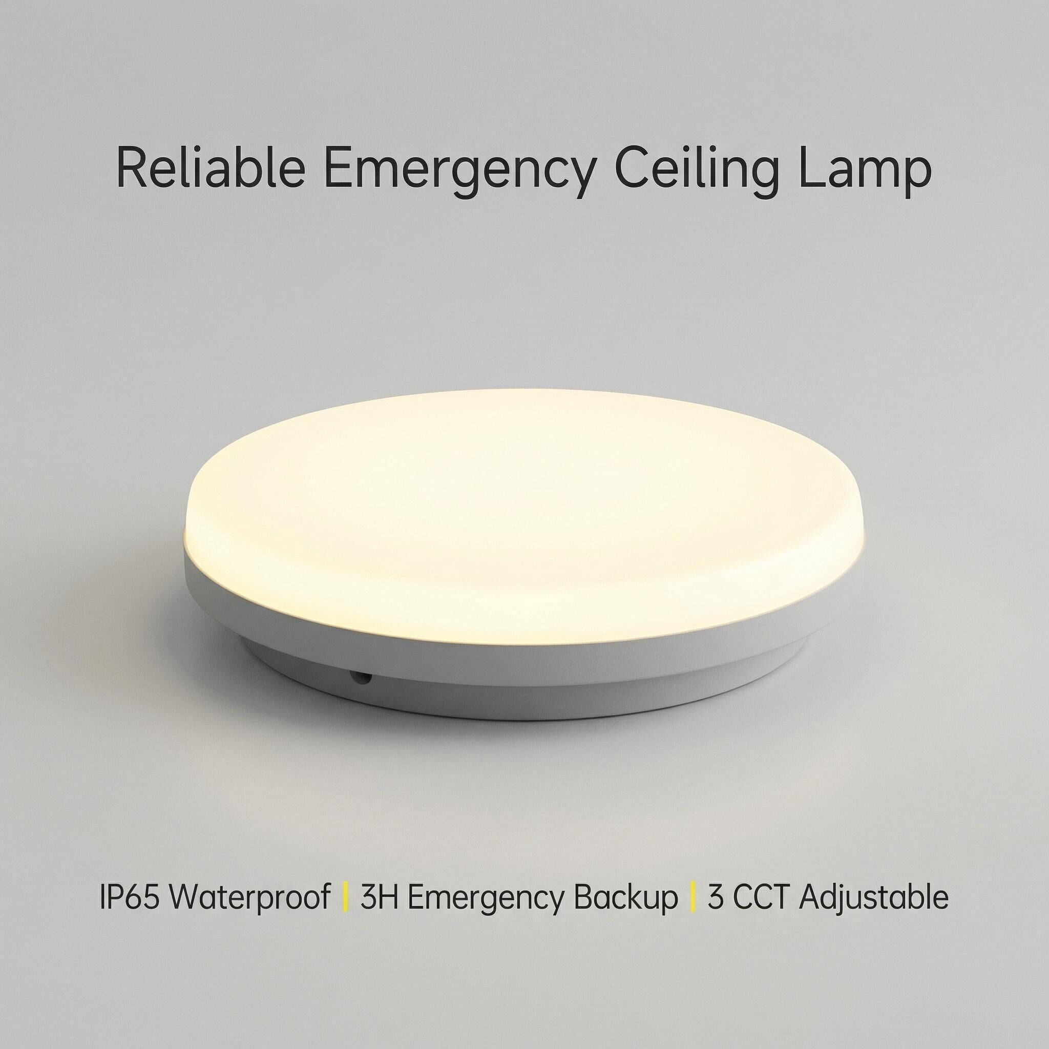 Đèn trần LED khẩn cấp hình tròn chống nước chuẩn IP65 | 18W | Có thể điều chỉnh CCT | Pin dự phòng LiFePO4 HM-LED-X18W