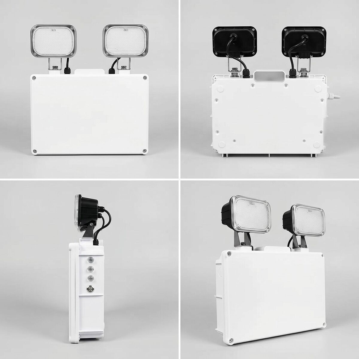 Luz de emergência LED à prova de água IP65 | Alto brilho de 1000 lm | Bateria LiFePO4 de 6000 mAh | Duas cabeças de 2 × 6 W