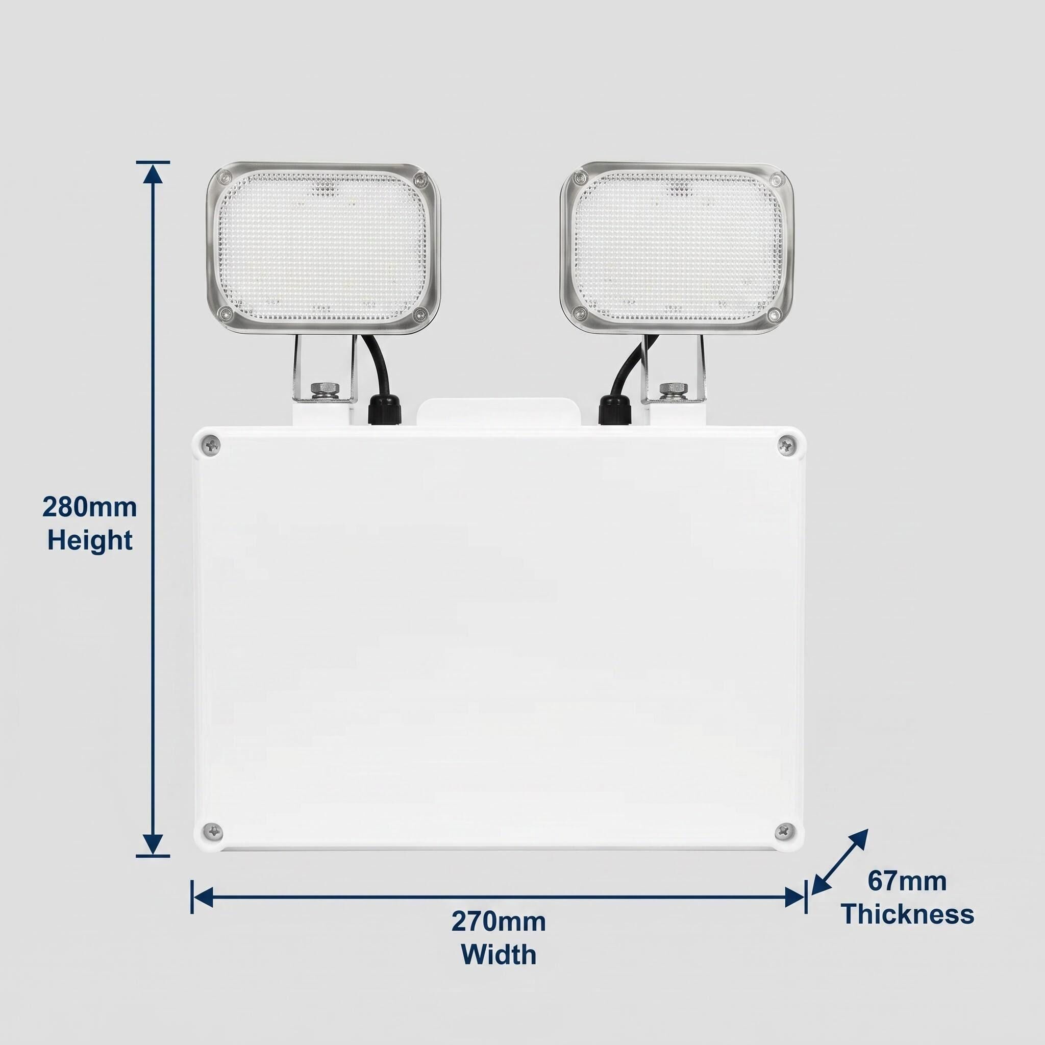 Luz de emergência LED à prova de água IP65 | Alto brilho de 1000 lm | Bateria LiFePO4 de 6000 mAh | Duas cabeças de 2 × 6 W