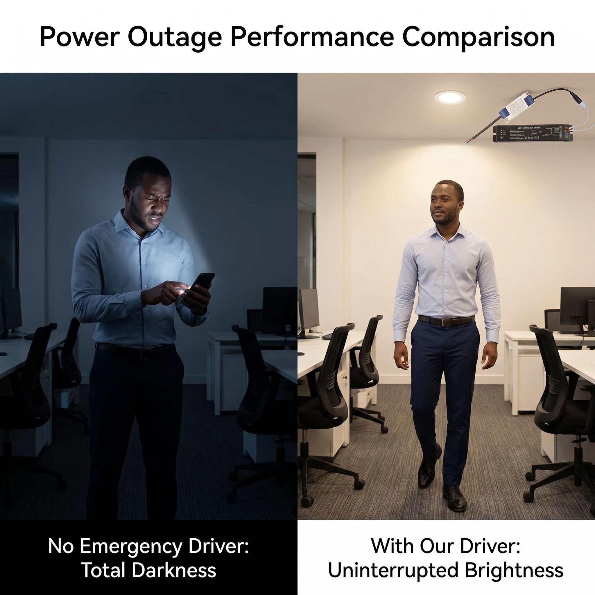 FAT-LED-F1H Compare the differences with and without emergency driver