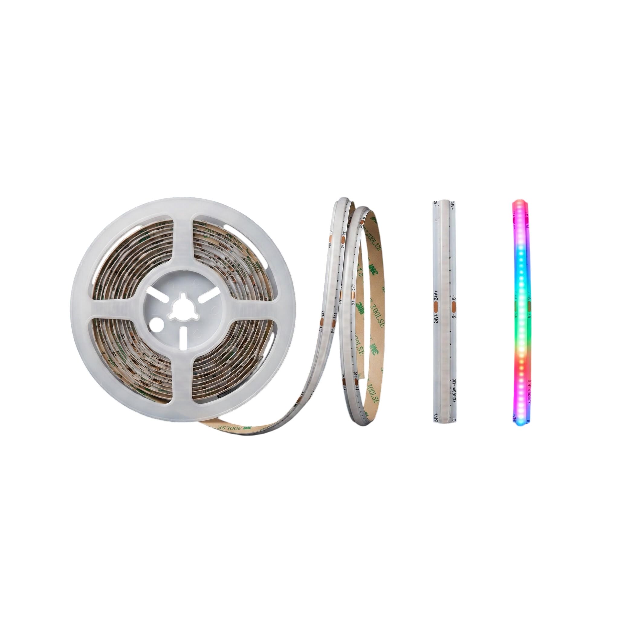 Fita de LED COB endereçável premium | RGB, RGBW, RGBCW | WS2811, WS2814, SPI | Fita flexível com efeito de sequência digital sem pontos | 24 V CC