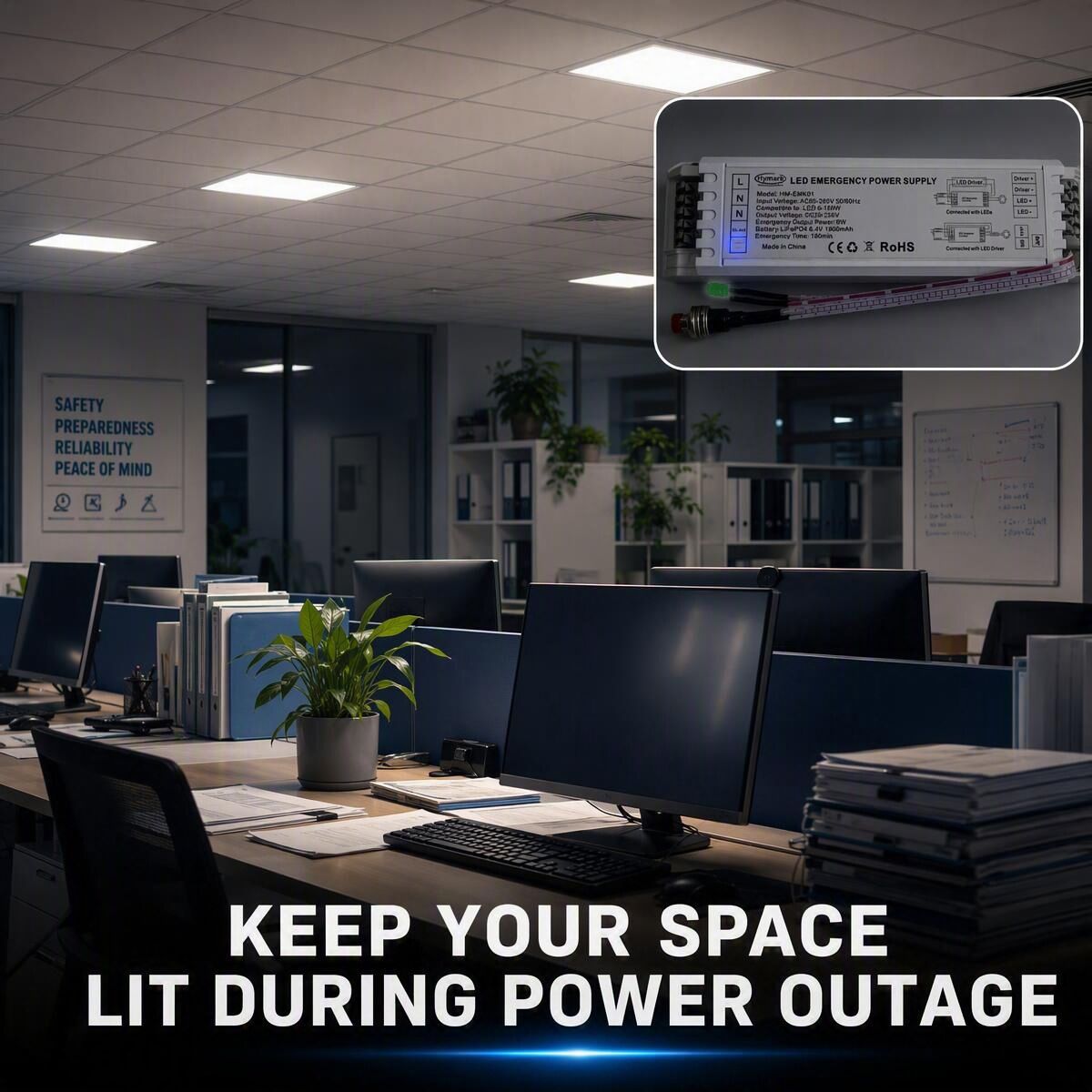 HM-EMK01-P08W Emergency lighting when power fails