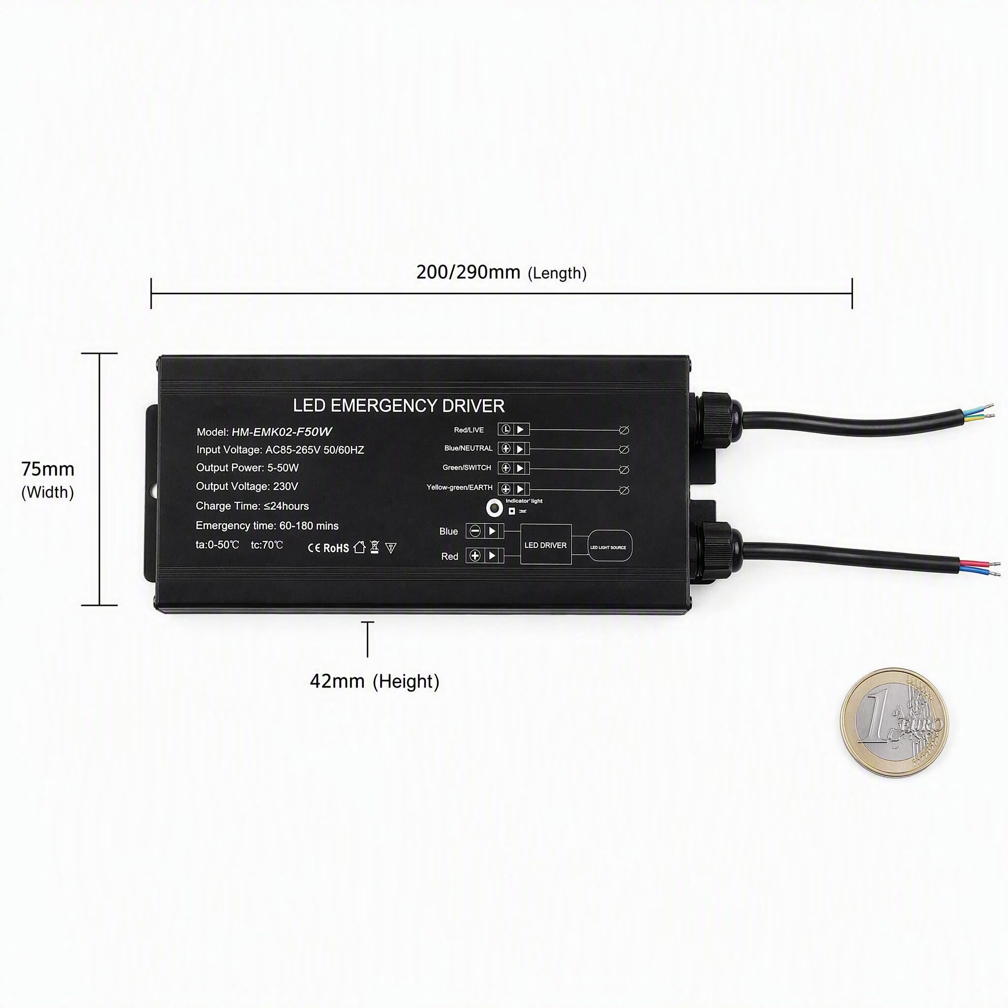 HM-EMK02-F50W Emergency driver dimension-
